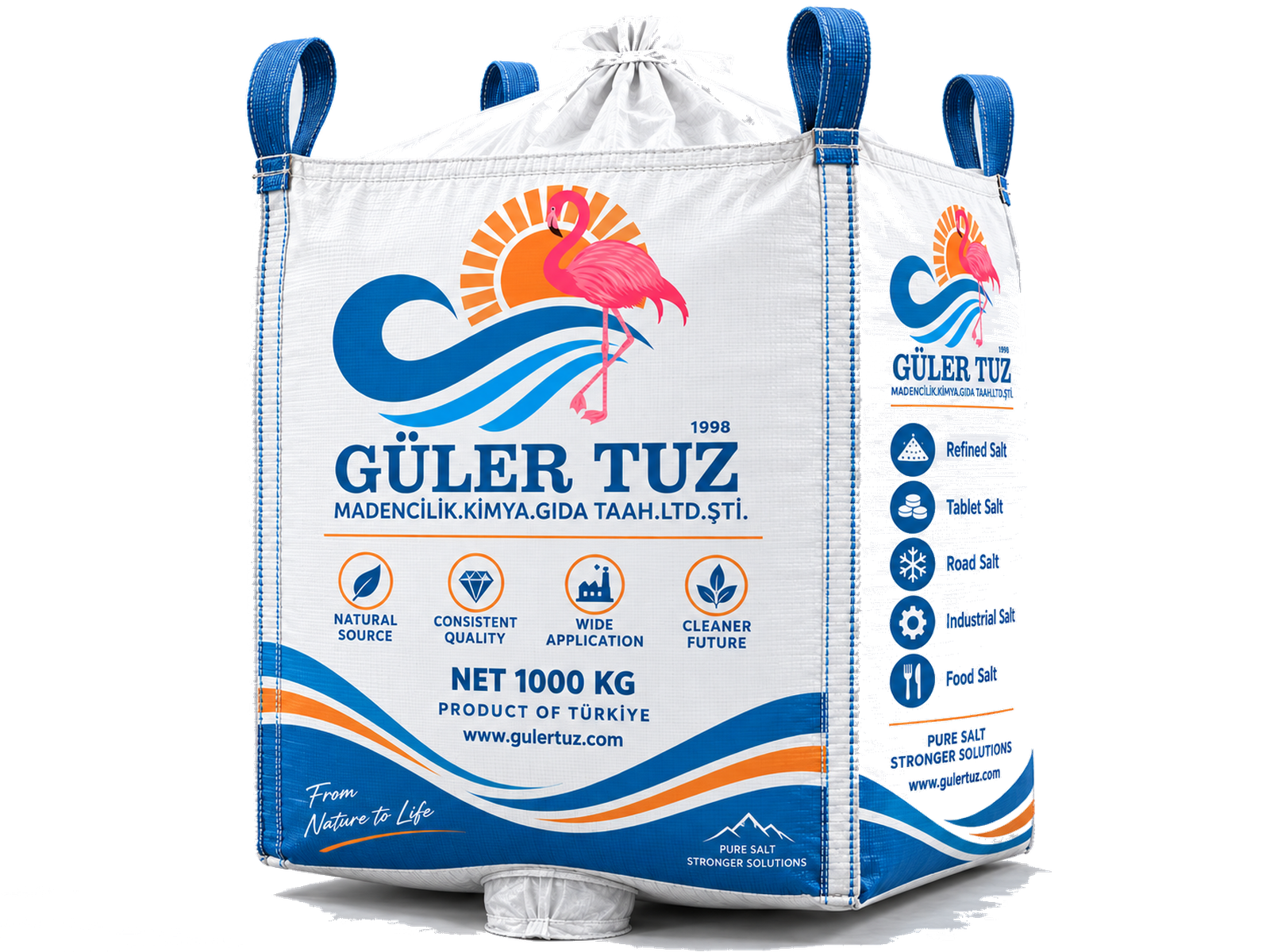 Güler Tuzin kloorialkalisuola – alkuperäinen big bag -pakkaus, suurten tonnimäärien toimitus