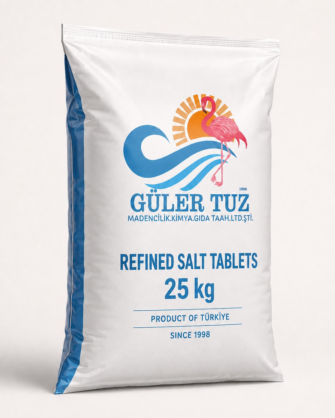 Güler Tuzin 25 kg puhdistetun tablettisuolan pakkaus